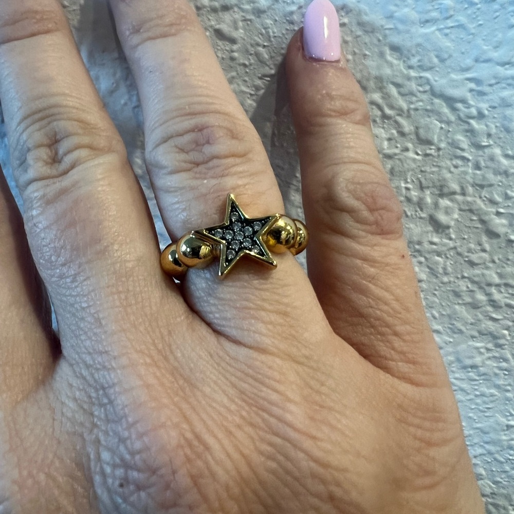 Gold Star Ring with Silver Sparkle